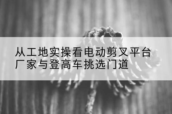 武定电动剪叉升降平台厂家-从工地实操看电动剪叉平台厂家与登高车挑选门道